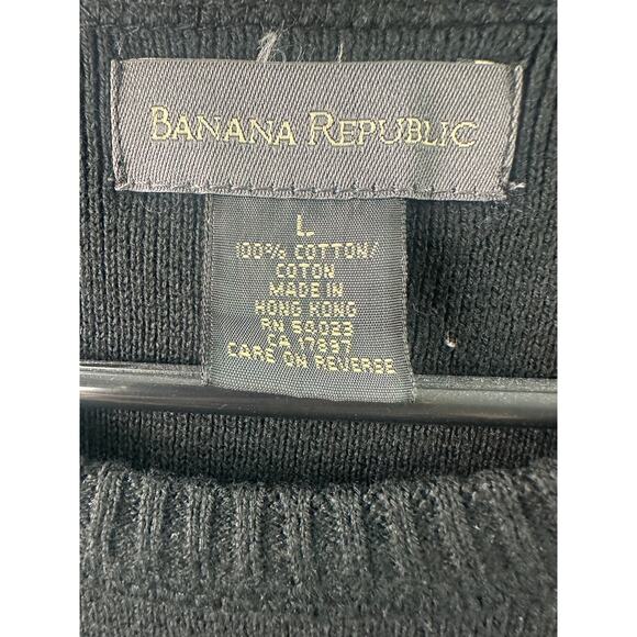 Banana Republic Black Short-Sleeve Cotton Sweater – Size L - Picture 5 of 6